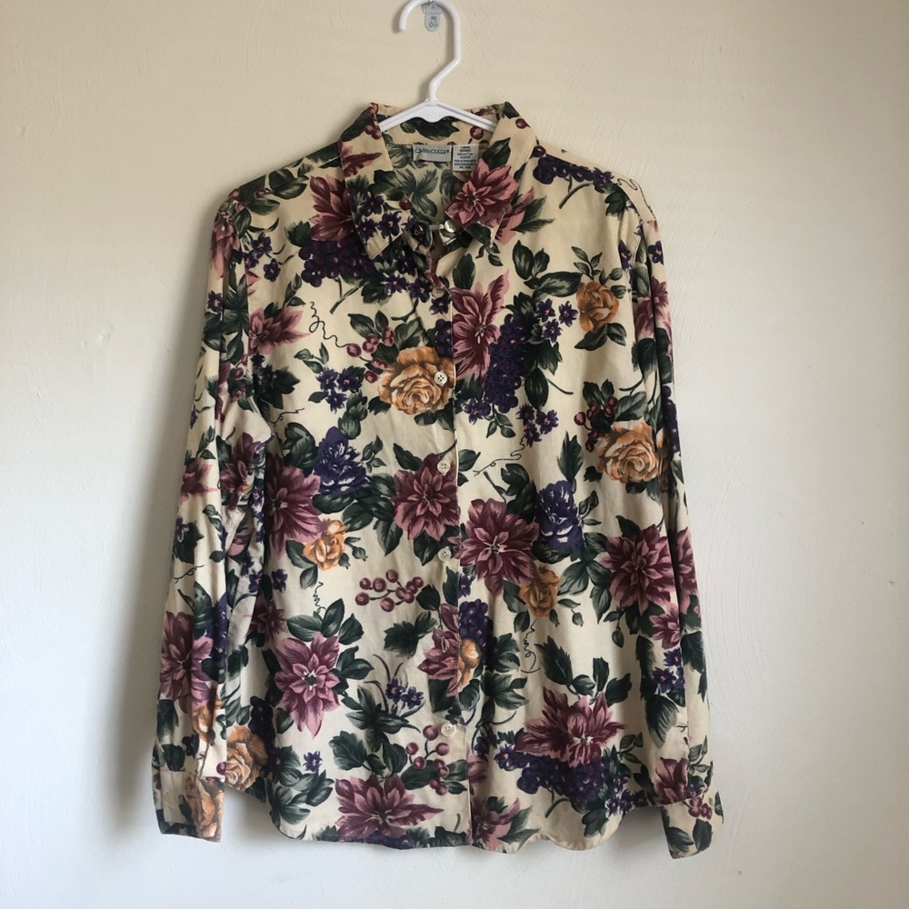 Corduroy floral button up